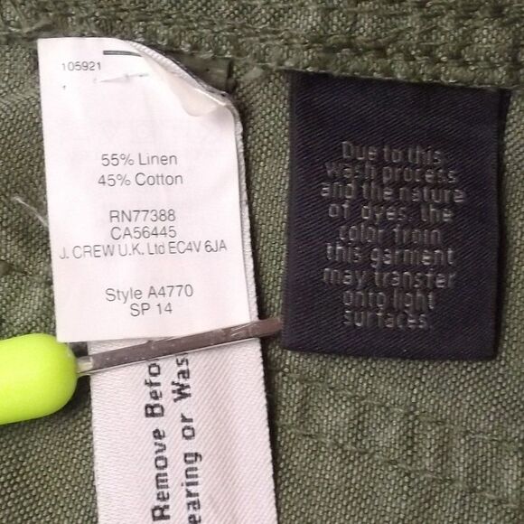 J.CREW Shorts, 00, Army green, Cut-offs, Zipper fly, 4 Pockets, Linen-cotton - Picture 11 of 12